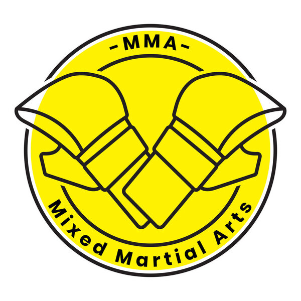 Rounded Mixed Martial Arts symbol or MMA logo with text for apps or website