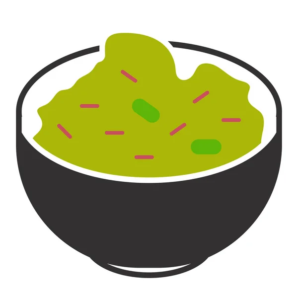 Grüne Guacamole Dip Schüssel Flache Farbe Symbol Für Apps Oder — Stockvektor