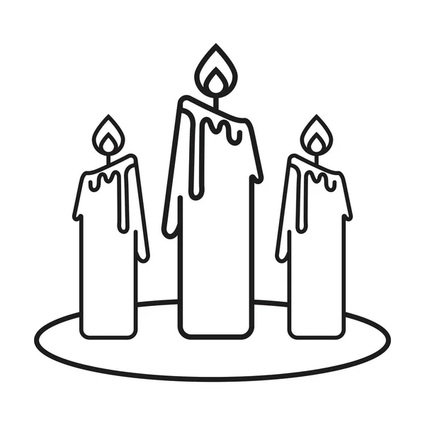 Light Candle Line Art Vector Icon Apps Websites — Stock Vector