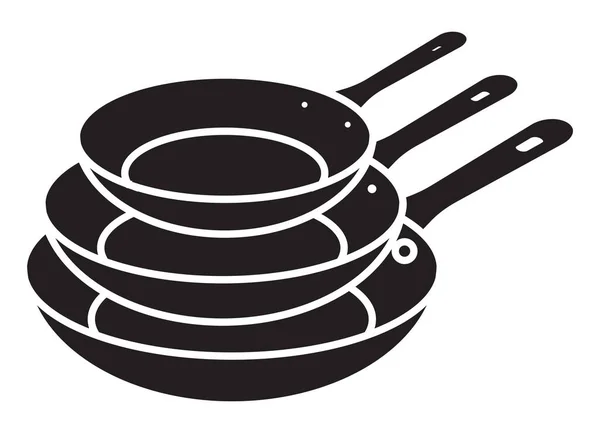 Flat Vector Icon Stack Frying Pan Apps Websites — Stock Vector