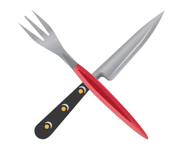 Плоский Векторний Колір Піктограми Кухонного Ножа Вилки Додатків Або Веб — стоковий вектор