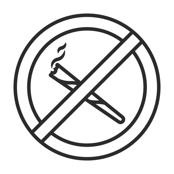Smoking Marijuana Cannabis Smoke Ban Sign Line Art Icon — Stock Vector