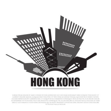 Uygulamalar veya web sitesi için kağıt kesim biçimli hongkong şehir görünümü