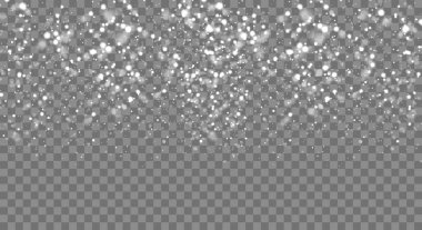 Gerçekçi kar veya kar taneleri. Şeffaf bir arkaplan ile izole. Vektör illüstrasyon ögesi