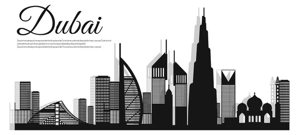 Vista Ciudad Dubai Con Estilo Corte Papel — Vector de stock