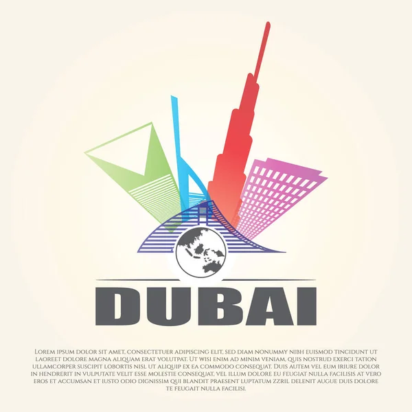 City View Dubai Paper Cut Style — Stock Vector
