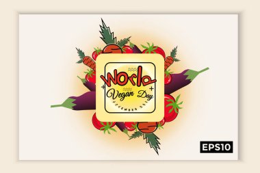 Dünya vegan günü metin formunda, Kasım tatillerinde arka planlar, afişler, web şablonları, broşürler için kullanılabilir.