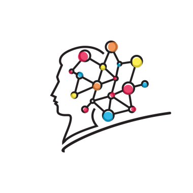 Yaratıcı zihin simgeleri, insan beyni, insan kafası, insan sembolü, bağlantılar, vektör logosu