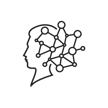 Yaratıcı zihin simgeleri, insan beyni, insan kafası, insan sembolü, bağlantılar, vektör logosu