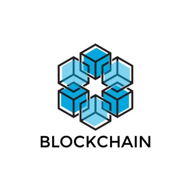 Blokzincirleme simge tasarımı, kripto para birimi, vektör dijital logo