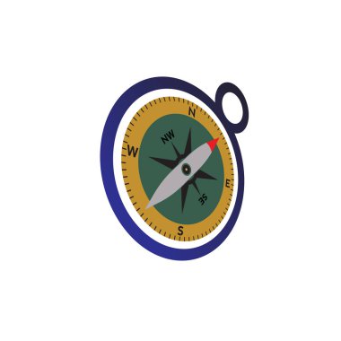 Pusula logosu tasarımı. İşaretçi kuzey, güney, doğu, batı, pusula sembolü. Yön işareti. vektör ögesi çizimi.