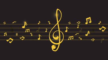 Müzik ölçekli logo tasarımı. Müzik notası işareti ya da sembol. müzik ölçekli simgeler. resimleme ögesi vektörü