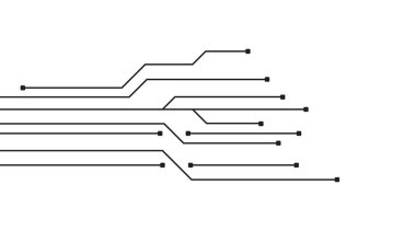 Devre teknolojisi geçmişi. Gelecekteki elektronik teknoloji konsepti. Hareket. vektör illüstrasyon ögesi