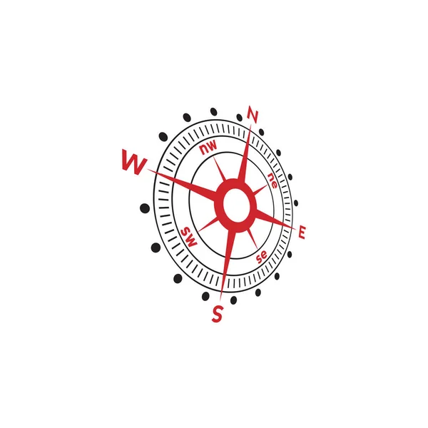 Bússola Design Logotipo Ponteiro Norte Sul Leste Oeste Símbolo Bússola — Vetor de Stock