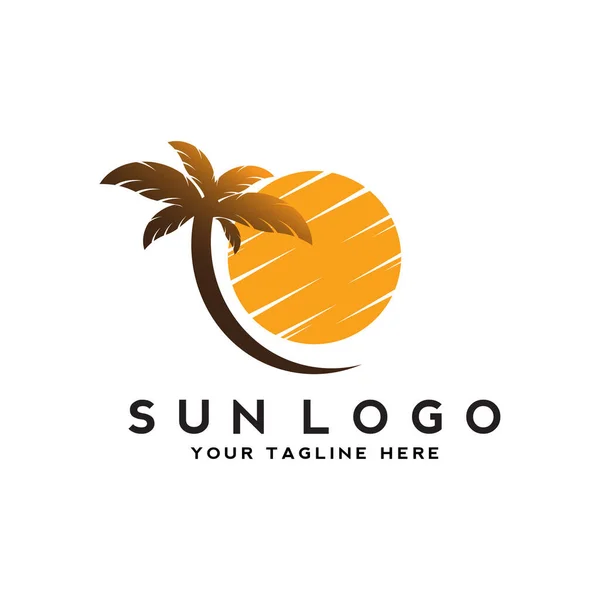 Sun Logo Design Horizon Summer Sign Symbol Sun Icon Vector — Stock Vector