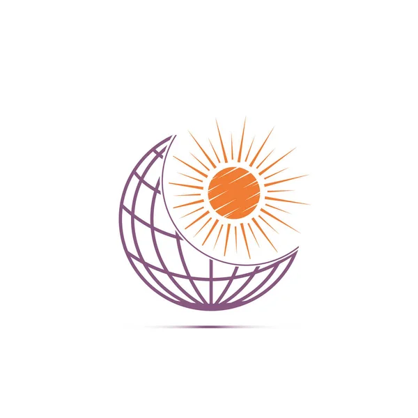 Sonne Logo Design Horizont Sommerzeichen Oder Symbol Sonnensymbolvektor Illustrationselement — Stockvektor