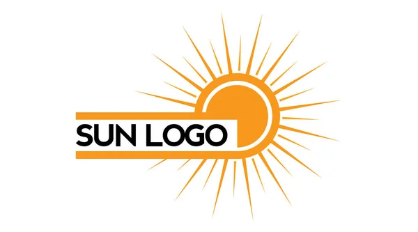 Ufukta güneş logosu tasarımı görünüyor. Yaz tabelası ya da sembol. Güneş ikonu vektörü. resimleme ögesi.