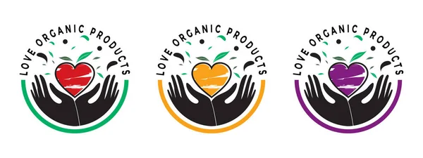 Дизайн Логотипу Любов Органічні Продукти Стоковий вектор