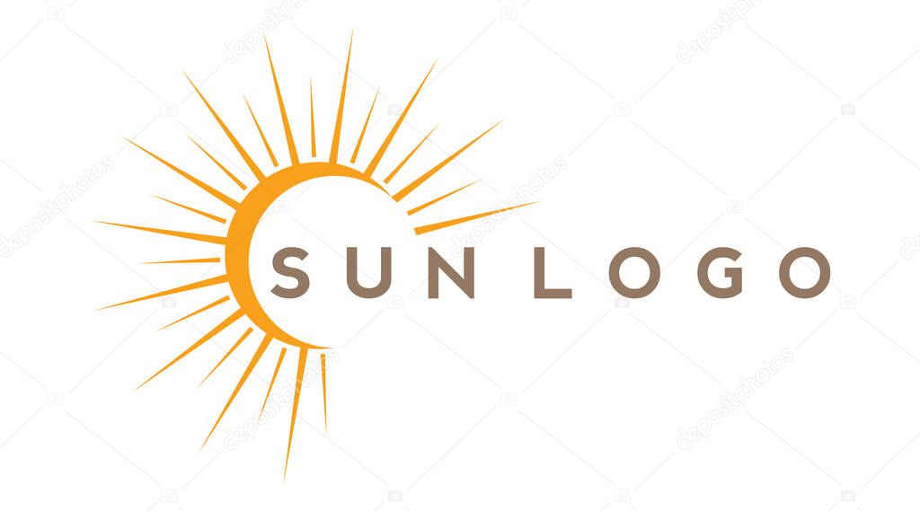 Sun logo design on the horizon. summer sign or symbol. Sun icon vector. illustration element.