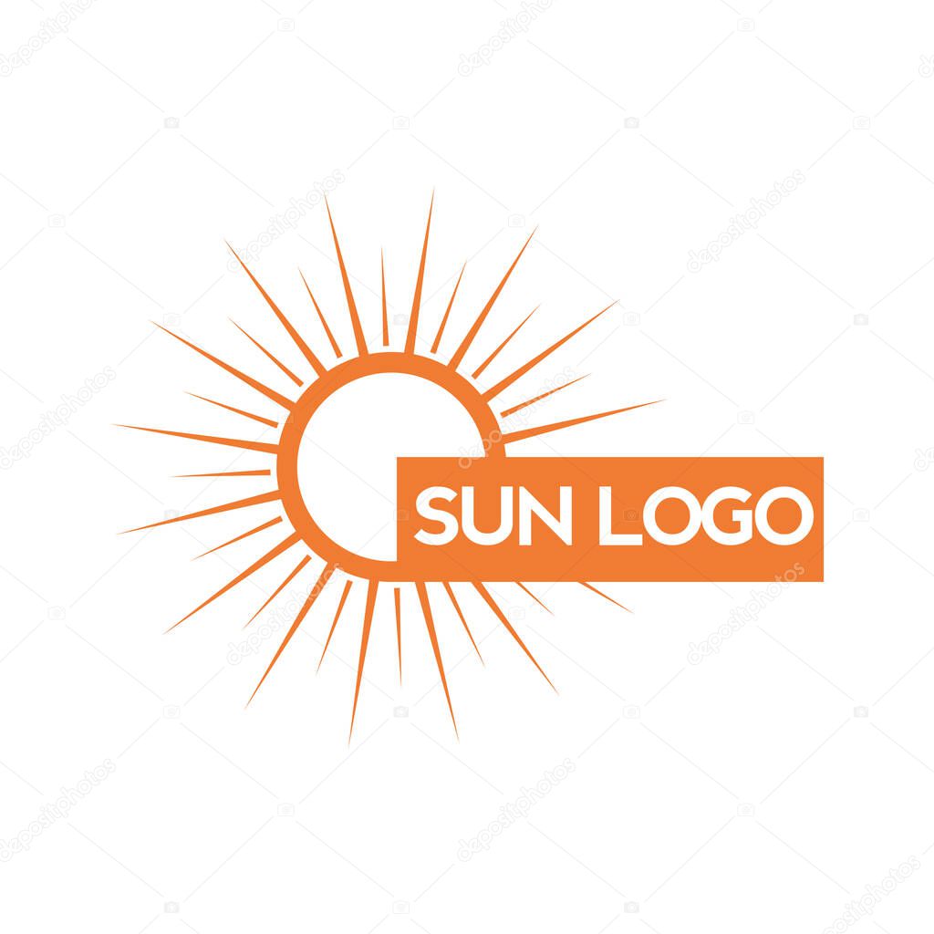 Sun logo design on the horizon. summer sign or symbol. Sun icon vector. illustration element.