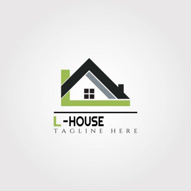 L harfli ev simgesi şablonu, ev yaratıcı vektör logosu tasarımı, mimari, bina ve inşaat, illüstrasyon ögesi