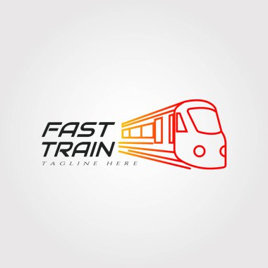 Hızlı tren vektör logosu tasarımı, ulaşım simgesi