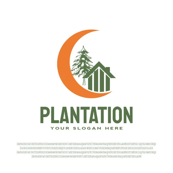 Logo Plantacji Znak Mieszkaniowy Symbol Domu Obudowa Dla Wizytówek Ikona — Wektor stockowy