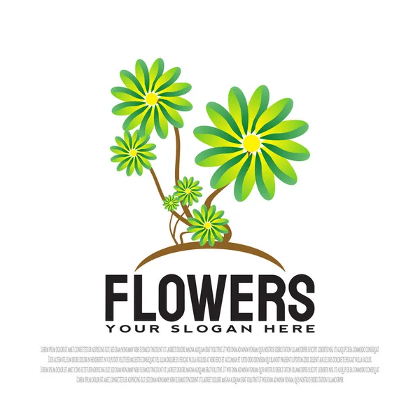 Zielony Wzór Logo Kwiat Elementy Ilustracji Wektorowej — Wektor stockowy
