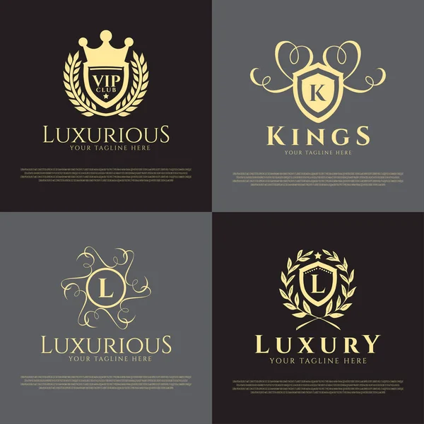 Gold Luxus Logo Luxuswohnungsikone Wohnungsbau Gehäuselogo Hotel Symbol Goldmodenzeichen Anmutig — Stockvektor