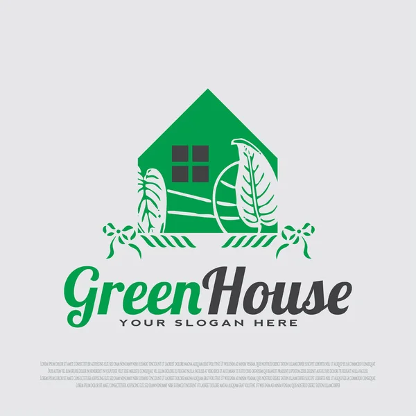 Logo Szklarni Znak Mieszkaniowy Symbol Domu Obudowa Dla Wizytówek Ikona — Wektor stockowy