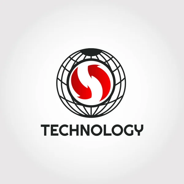 Technologie Logo Design Erde Und Pfeil Kombination Illustrationselement — Stockvektor