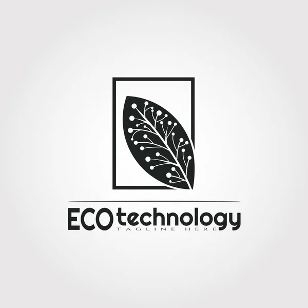 Eco Technology Logo Design Mit Blattkombination Illustrationselement — Stockvektor