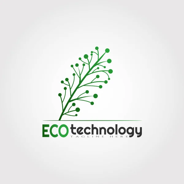 带有叶面组合的Eco技术标识设计 说明性元素 — 图库矢量图片