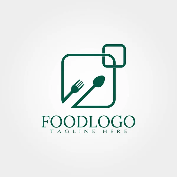 Design Del Logo Alimentare Con Forchetta Cucchiaio Concetto Elemento Vettore — Vettoriale Stock