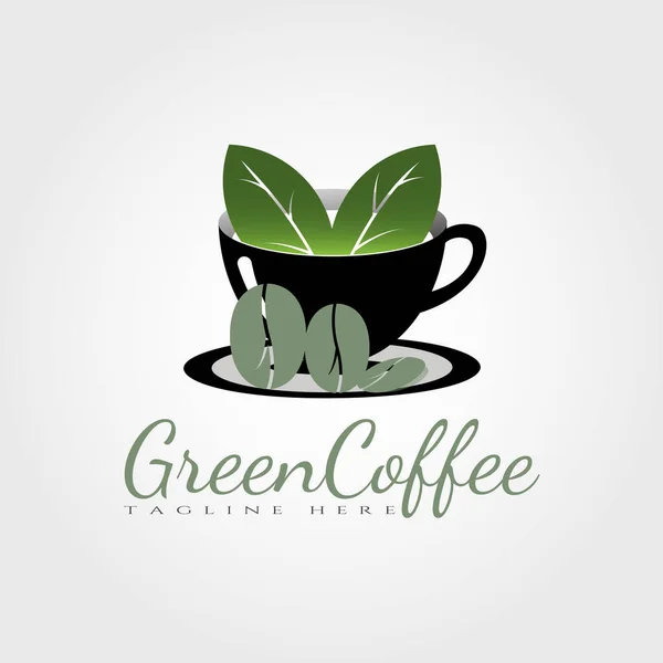 Natuurlijke Koffie Vector Logo Ontwerp Eten Drinken Pictogram Koffiebonen Kopje — Stockvector