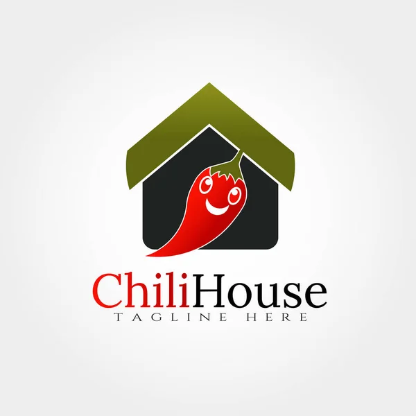 Chili House Logo Design Template Illustration Element Vector — Stock Vector