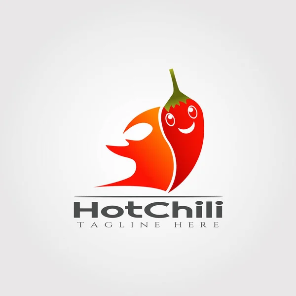 Chili Vector Logo Ontwerp Warm Kruidig Voedsel Pictogram — Stockvector