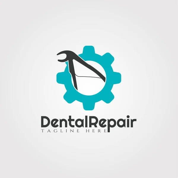 Design Logotipo Vetor Reparo Dentário Ícone Dente Humano — Vetor de Stock