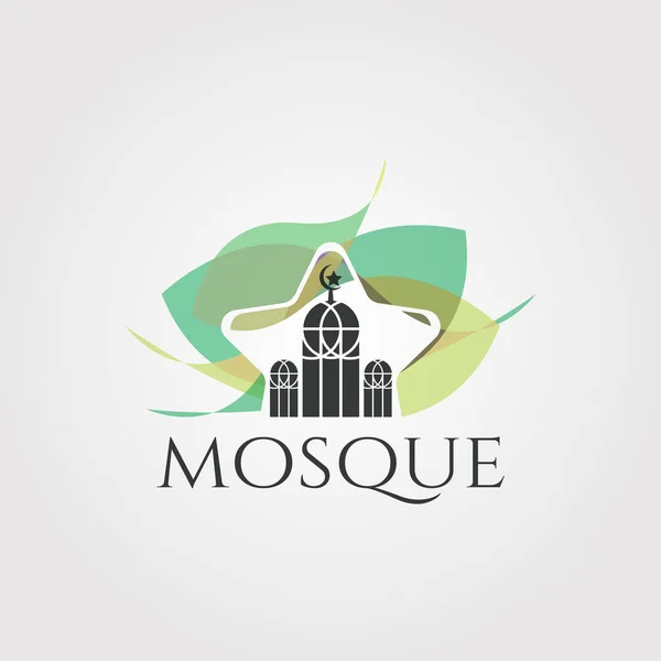 Moschea Vettoriale Logo Design Icona Islamica — Vettoriale Stock