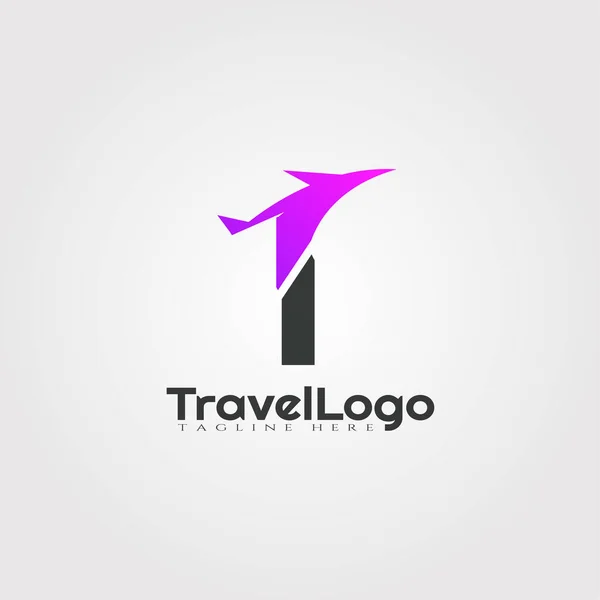 Diseño Del Logotipo Del Vector Agente Viajes Con Iniciales Letra — Vector de stock