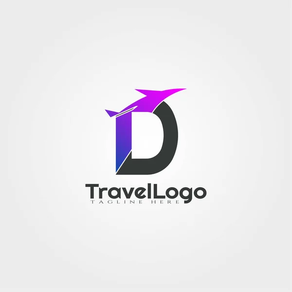 Logo Vectoriel Agence Voyage Avec Initiales Lettre — Image vectorielle