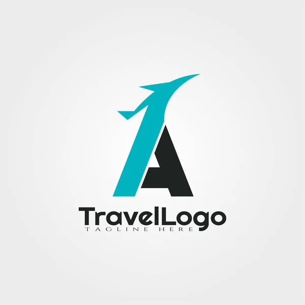 Diseño Del Logotipo Del Vector Agente Viajes Con Iniciales Una — Vector de stock