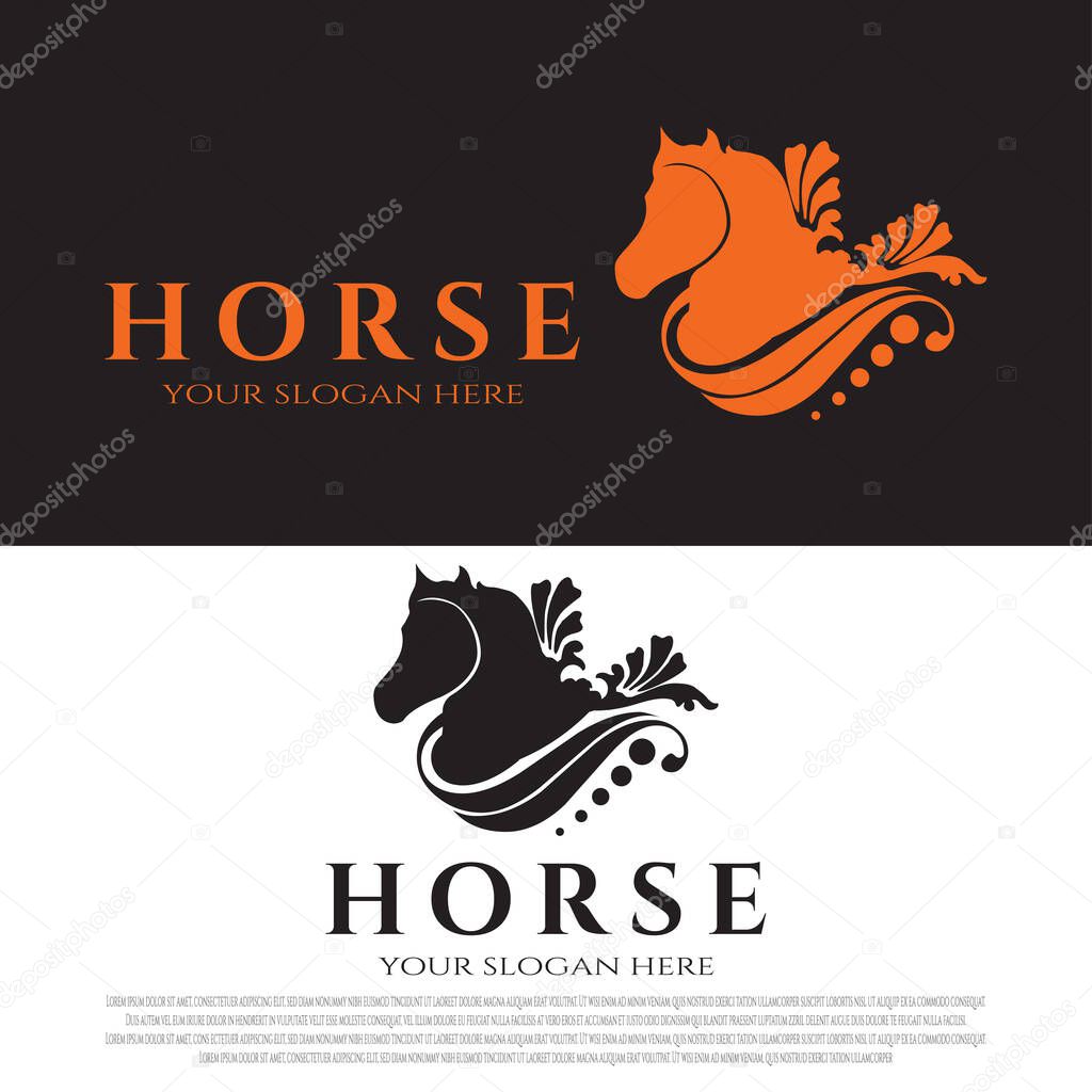 horse logo. wildlife for horse racing. championship. horse head sign or symbol. vector illustration elements