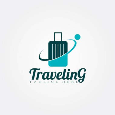 Seyahat acentası simge şablonu, bavul, yaratıcı vektör logosu tasarımı, illüstrasyon ömeni