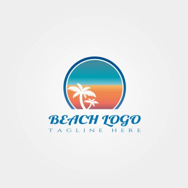 Plaj simgesi şablonu, yaratıcı vektör logosu tasarımı, illüstrasyon ögesi.