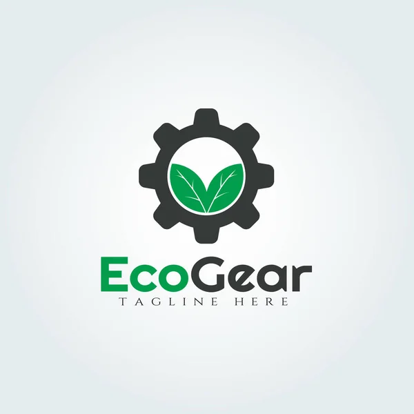 Gear Leaf Vector Logo Design — Stock Vector