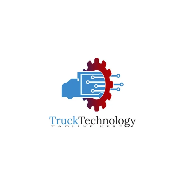 Truck Technologie Icoon Template Creatief Vector Logo Ontwerp Embleem Illustratie — Stockvector