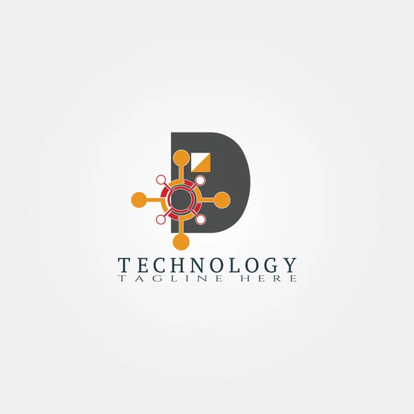 Modèle Icône Technologique Avec Lettre Conception Logo Vectoriel Créatif Emblème — Image vectorielle