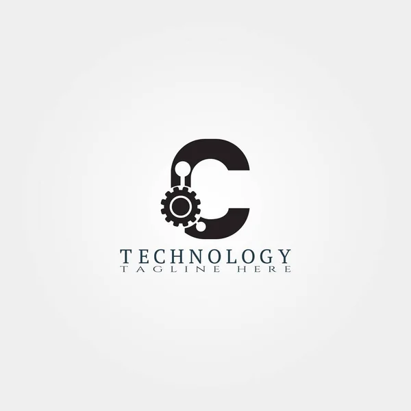 Technologie Icoon Template Met Letter Creatief Vector Logo Ontwerp Industrieel — Stockvector