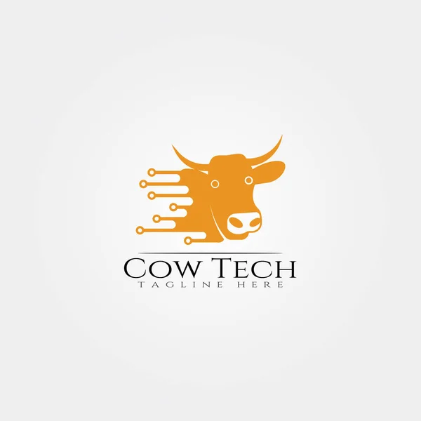 Cow Boerderij Pictogram Template Runderboerderij Symbool Technologie Creatieve Vector Logo — Stockvector